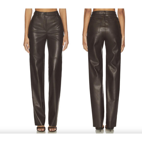 NEW CULTNAKED Killa Pant Bitter Chocolate Vegan Leather Faux Straigt Leg